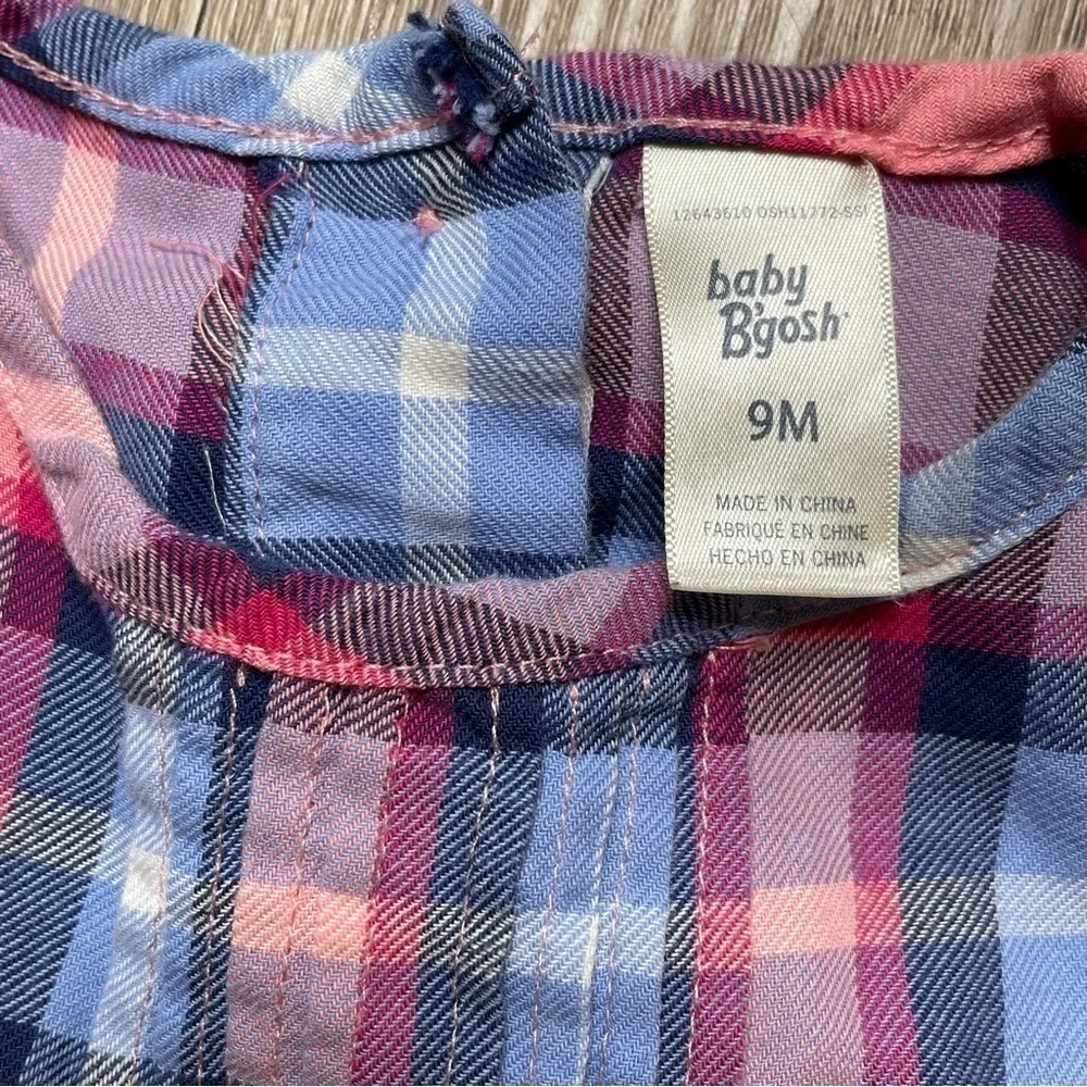 OshKosk B’gosh Shirt - One Piece | Baby 9 months | Pink Blue Plaid